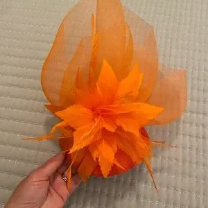 TheHatHive | Accessories | Orange Crinoline Mesh Fascinator  display picture 3